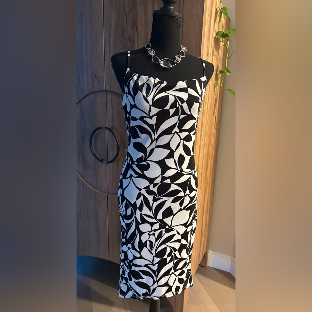 Elegant Black and White Floral Dress